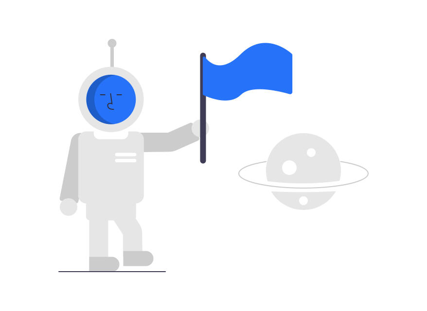 immagine con astronauta ed una bandiera